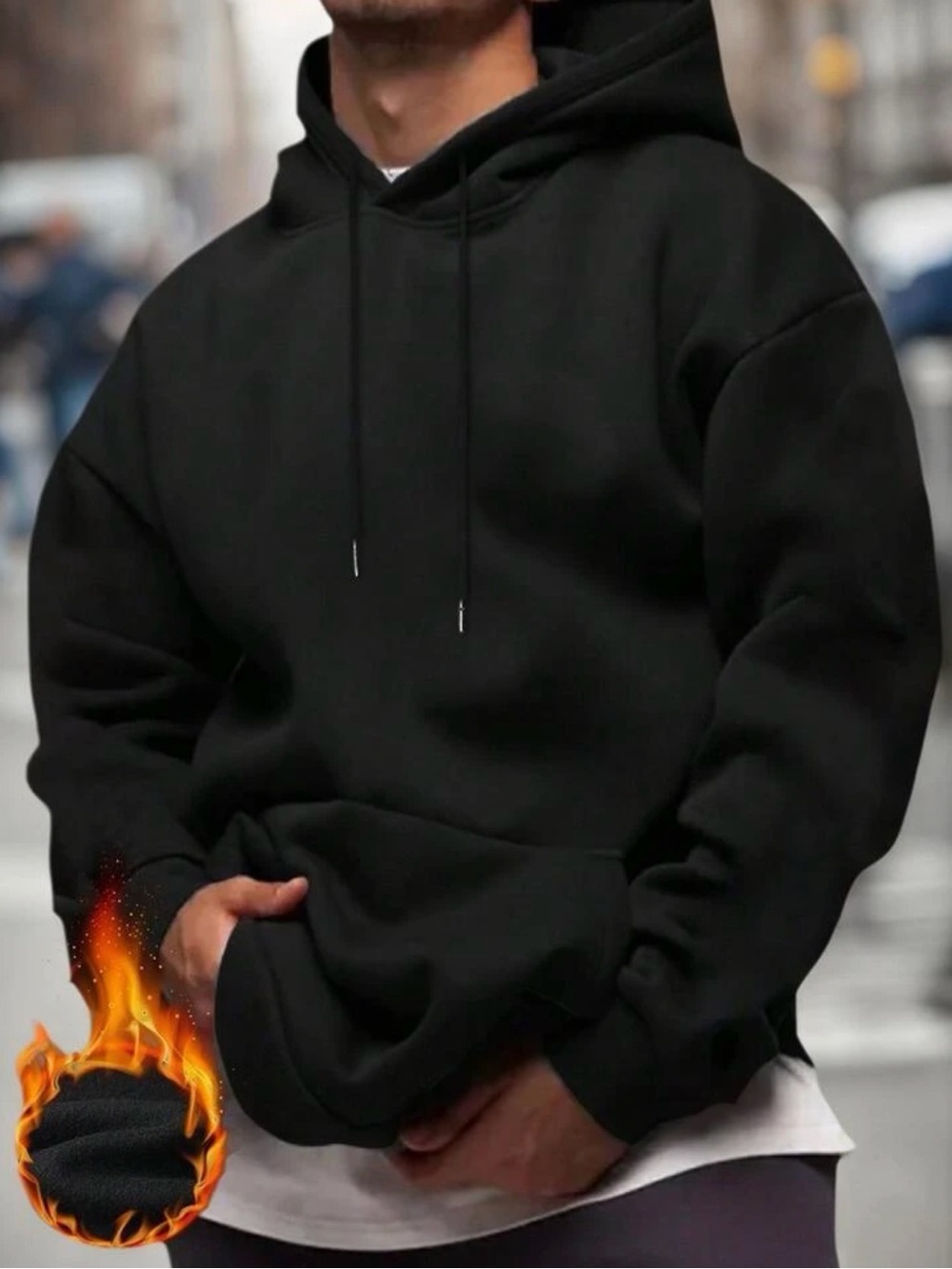Black Men's Pullover Hoodie - Classic Everyday Sweatshirt